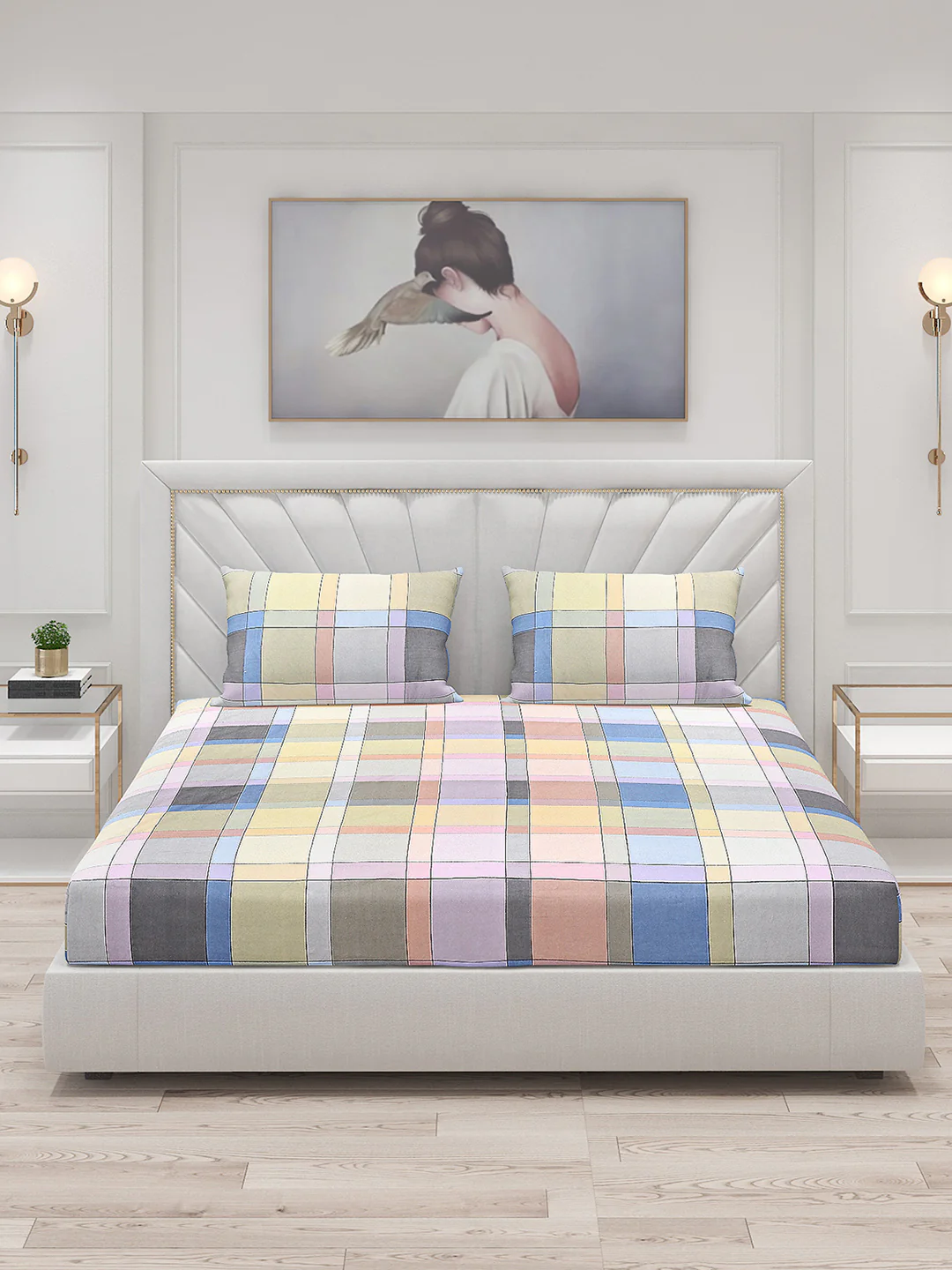 130 GSM Polyester Double Bed Bedsheet with 2 Pillow Covers - Image 4
