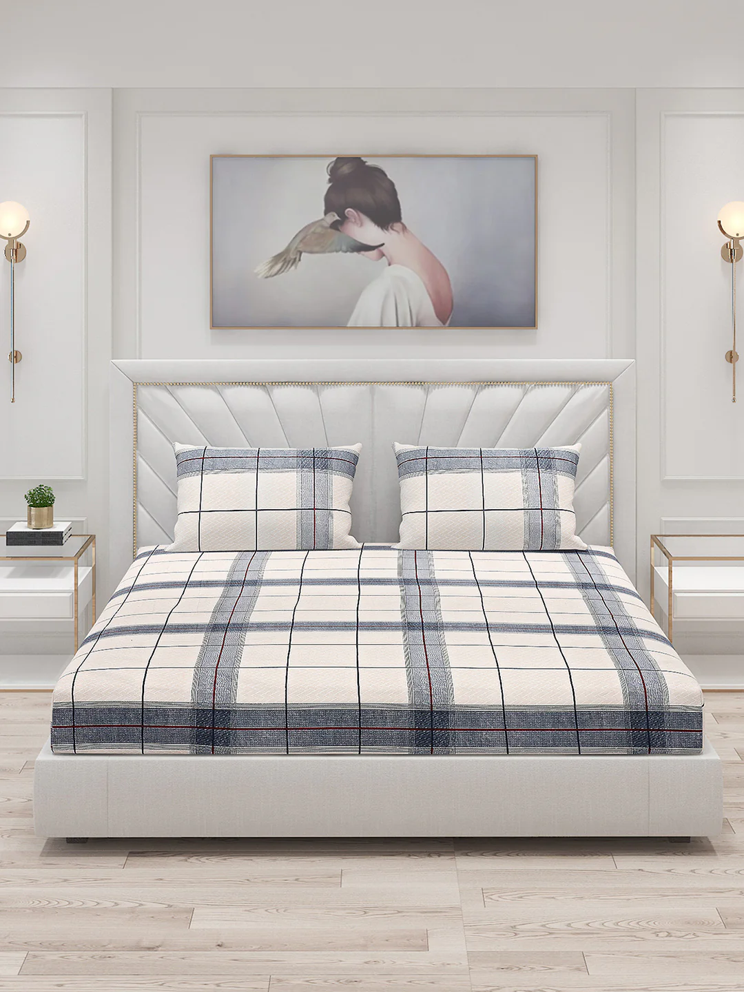 130 GSM Polyester Double Bed Bedsheet with 2 Pillow Covers - Image 3