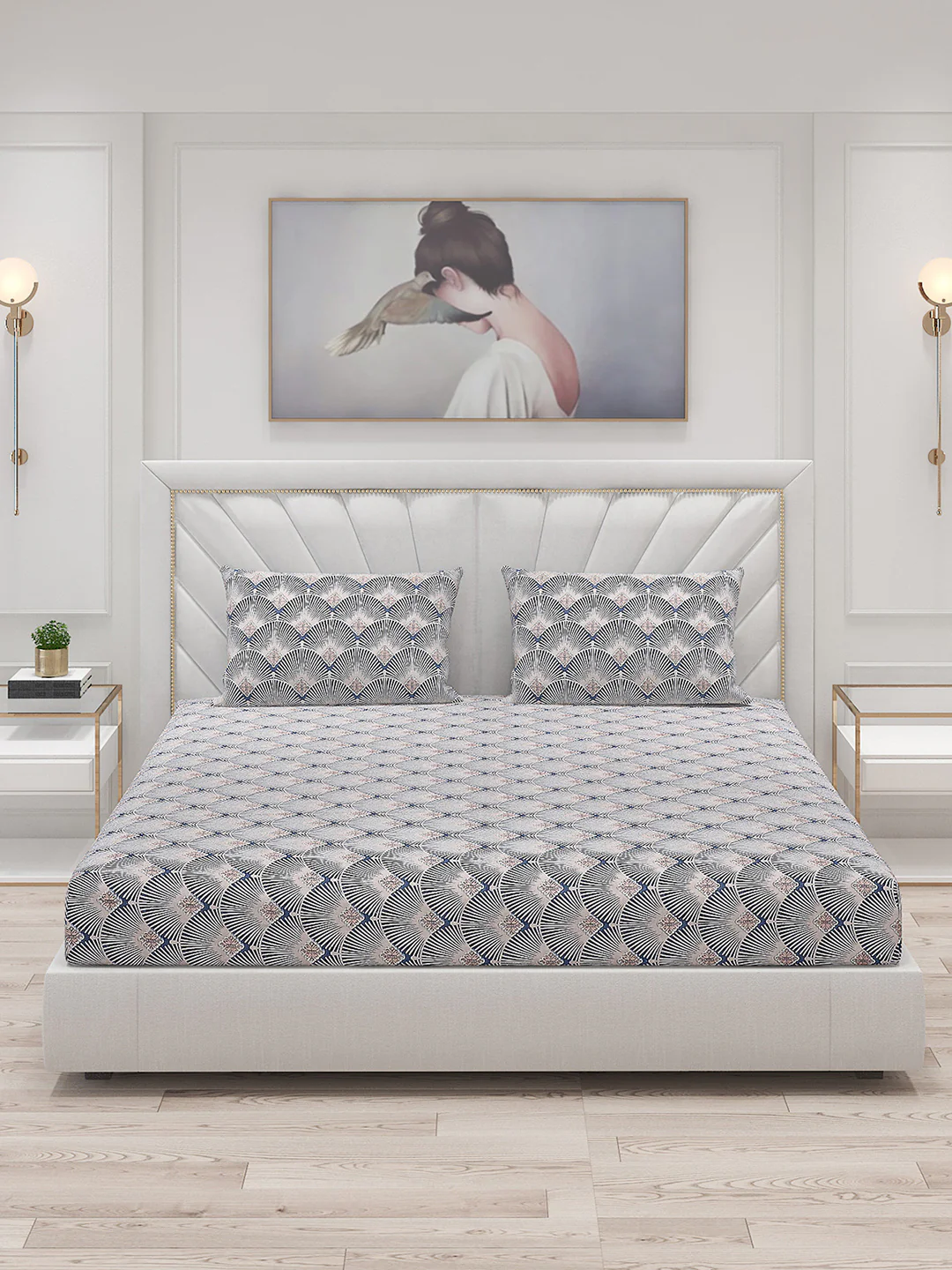 130 GSM Polyester Double Bed Bedsheet with 2 Pillow Covers - Image 3