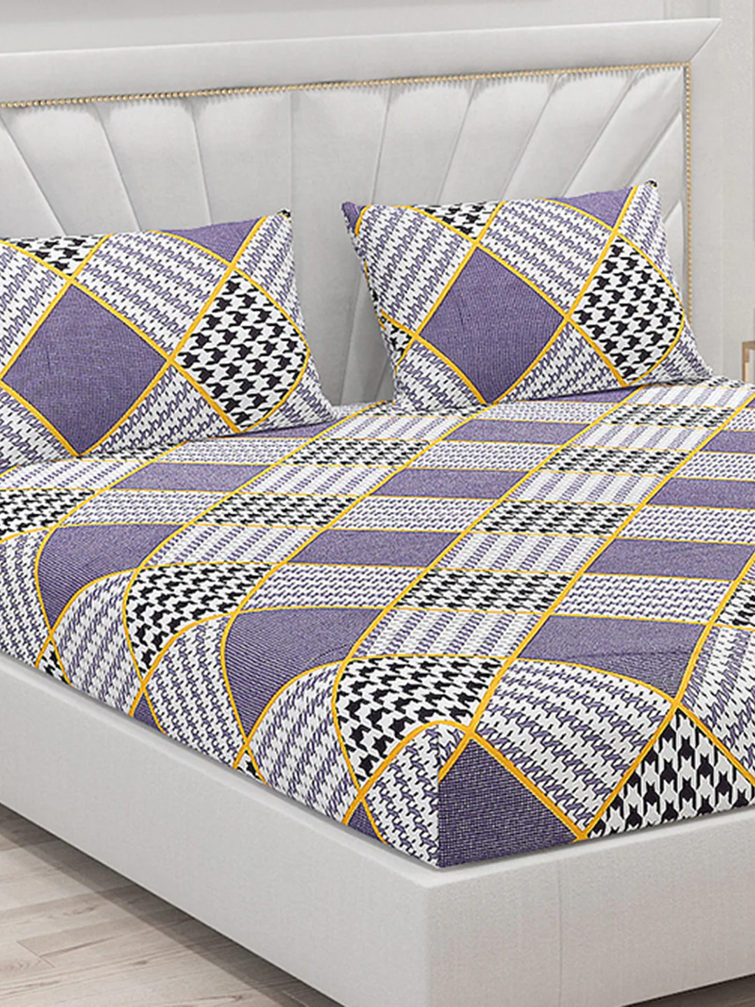 130 GSM Polyester Double Bed Bedsheet with 2 Pillow Covers - Image 5