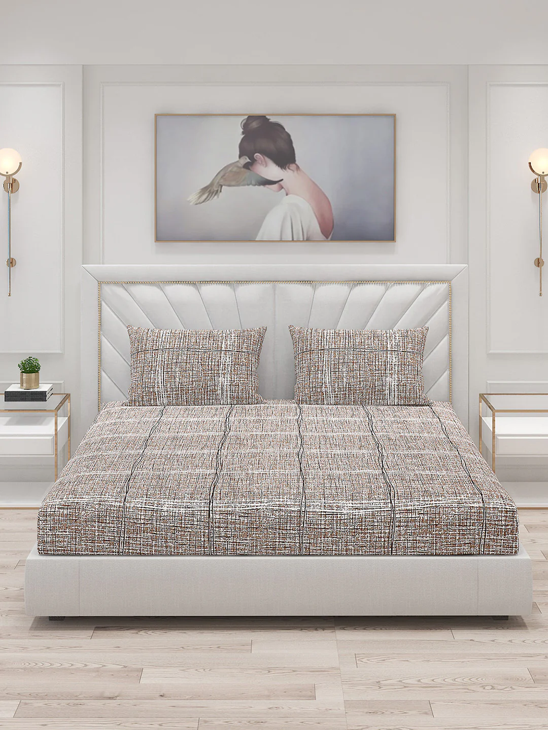 130 GSM Polyester Double Bed Bedsheet with 2 Pillow Covers - Image 3
