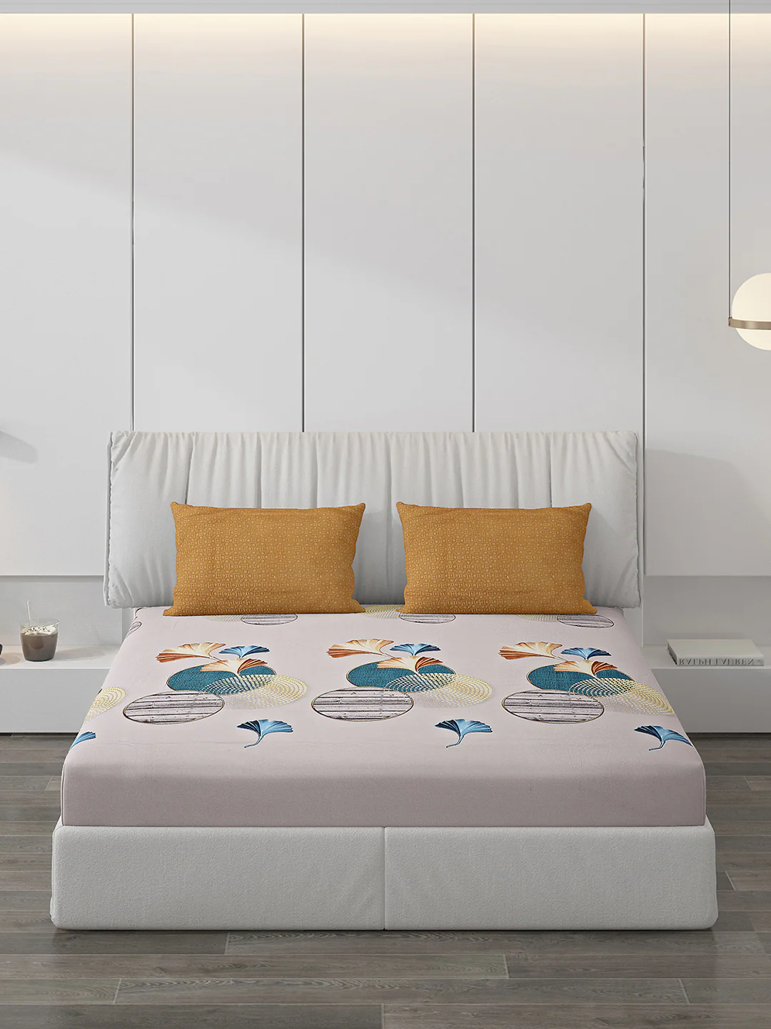 130 GSM Polyester Double Bed Bedsheet with 2 Pillow Covers - Image 3