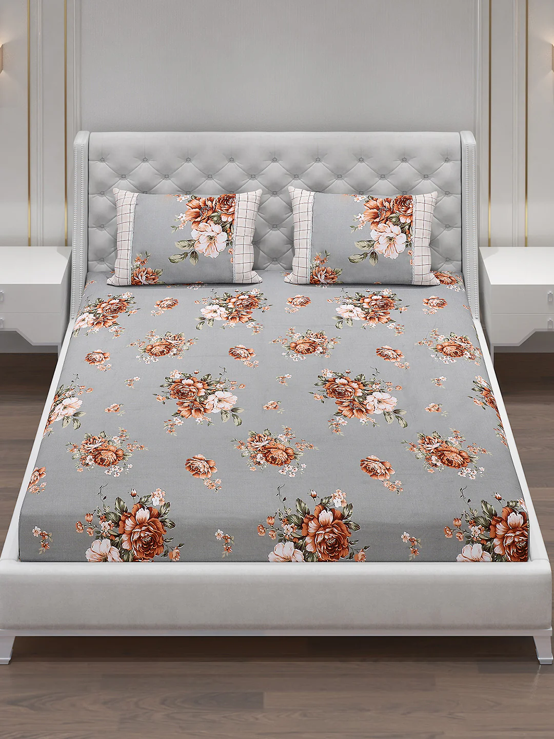 130 GSM Polyester Double Bed Bedsheet with 2 Pillow Covers - Image 2