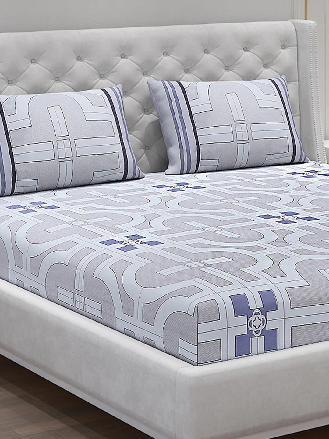 130 GSM Polyester Double Bed Bedsheet with 2 Pillow Covers - Image 5