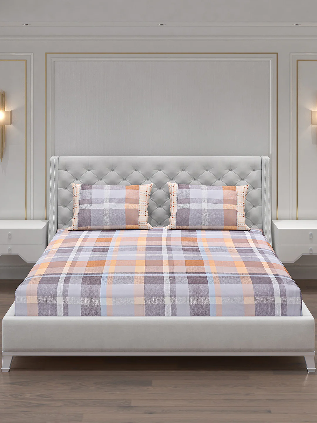 130 GSM Polyester Double Bed Bedsheet with 2 Pillow Covers - Image 3