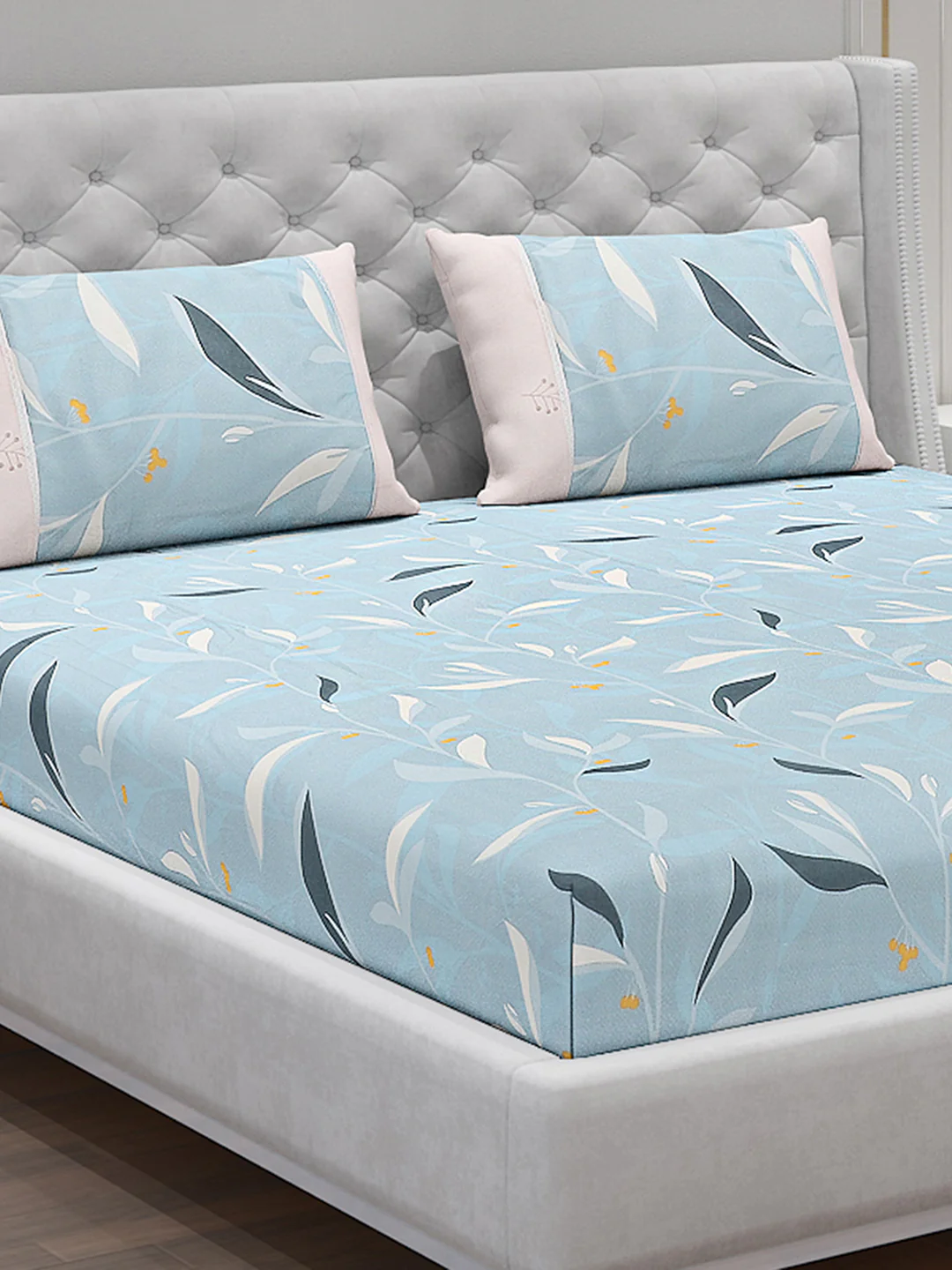 130 GSM Polyester Double Bed Bedsheet with 2 Pillow Covers - Image 5