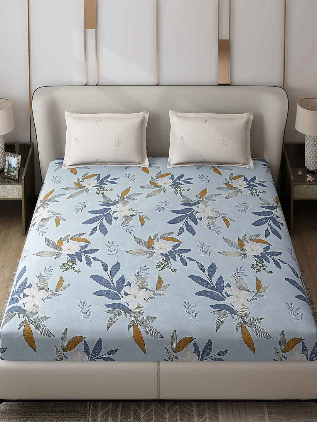 130 GSM Polyester Double Bed 1 Bedsheet with 2 Pillow Covers (Edmond) - Image 2