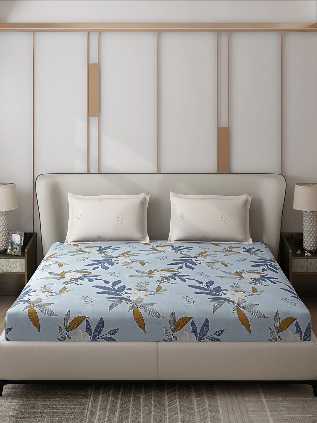 130 GSM Polyester Double Bed 1 Bedsheet with 2 Pillow Covers (Edmond) - Image 3