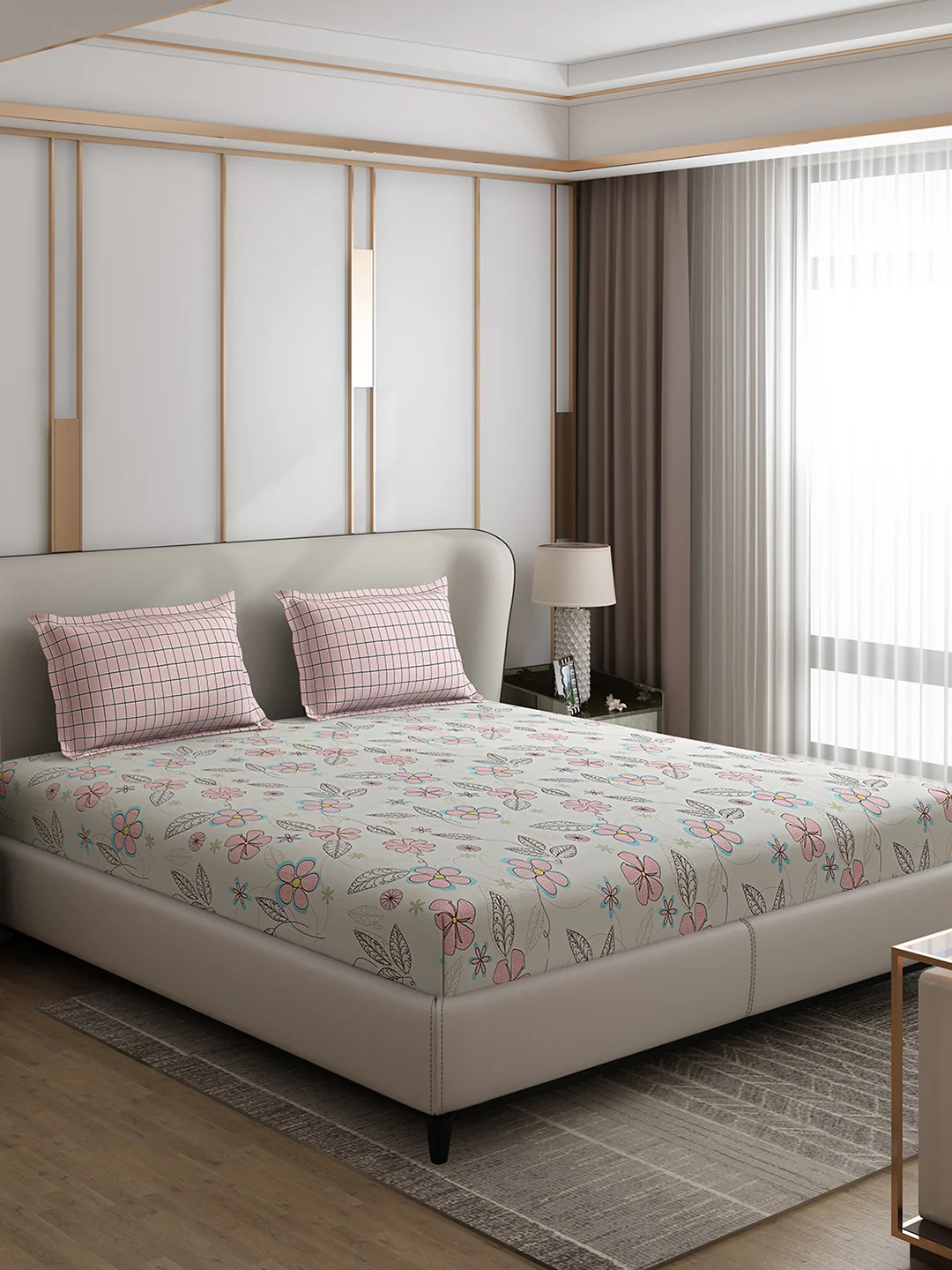 130 GSM Polyester Double Bed 1 Bedsheet with 2 Pillow Covers (Edmond) - Image 4