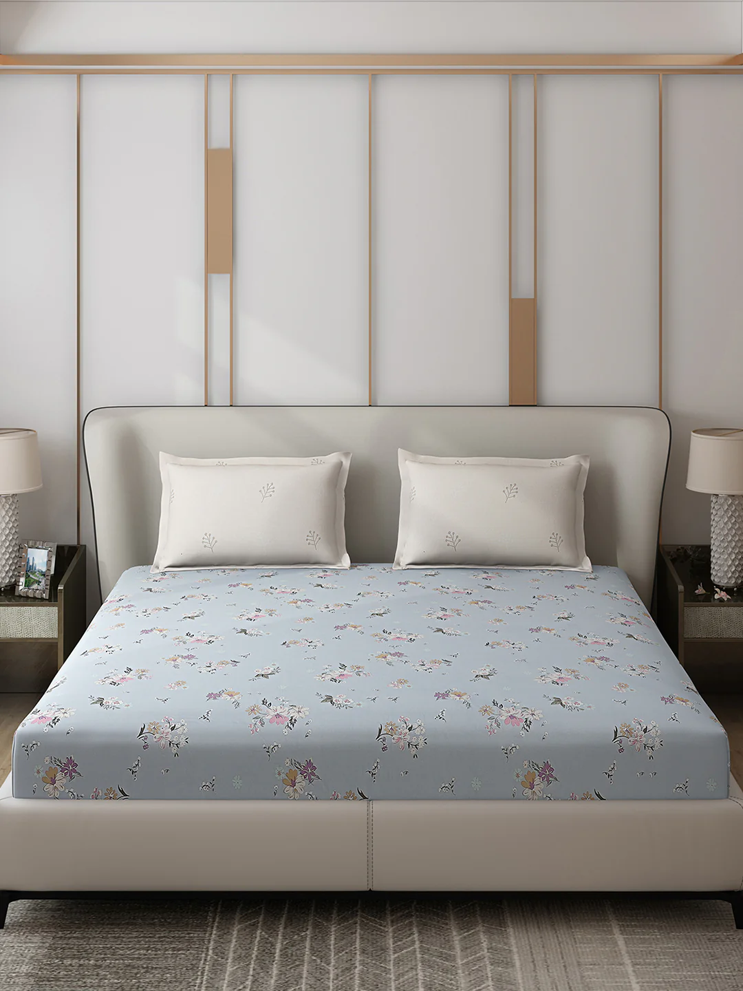 130 GSM Polyester Double Bed 1 Bedsheet with 2 Pillow Covers (Edmond) - Image 3