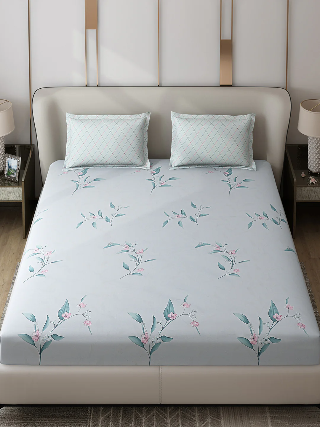 130 GSM Polyester Double Bed 1 Bedsheet with 2 Pillow Covers (Edmond) - Image 2