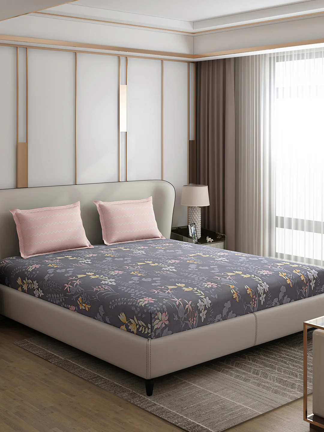 130 GSM Polyester Double Bed 1 Bedsheet with 2 Pillow Covers (Edmond) - Image 4
