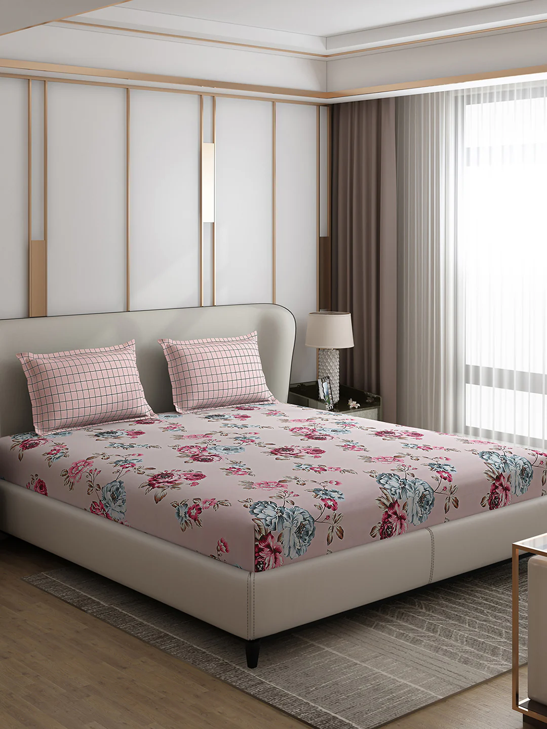 130 GSM Polyester Double Bed 1 Bedsheet with 2 Pillow Covers (Edmond) - Image 4