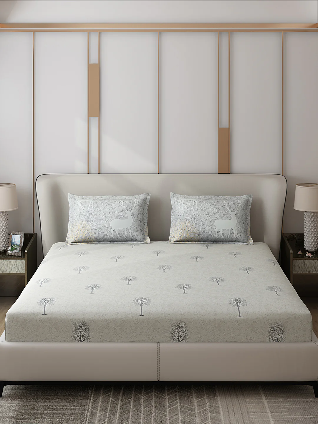 130 GSM Polyester Double Bed 1 Bedsheet with 2 Pillow Covers (Edmond) - Image 3