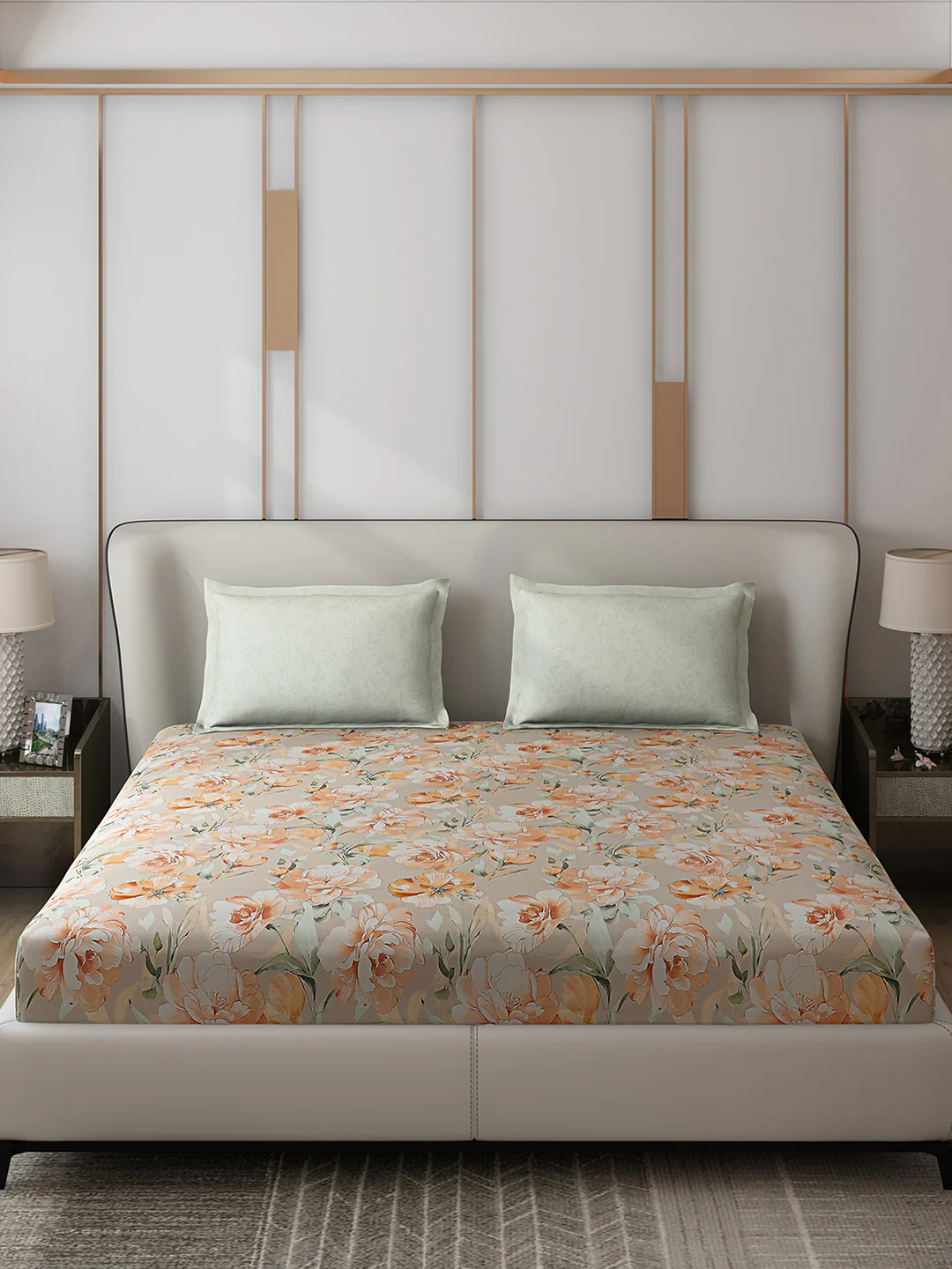 130 GSM Polyester Double Bed 1 Bedsheet with 2 Pillow Covers (Edmond) - Image 3