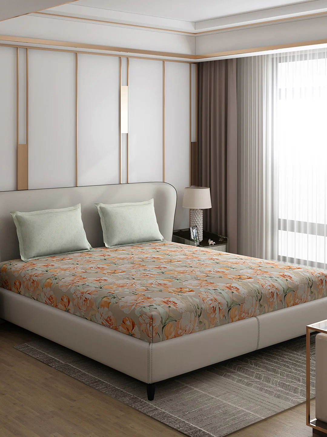 130 GSM Polyester Double Bed 1 Bedsheet with 2 Pillow Covers (Edmond) - Image 4
