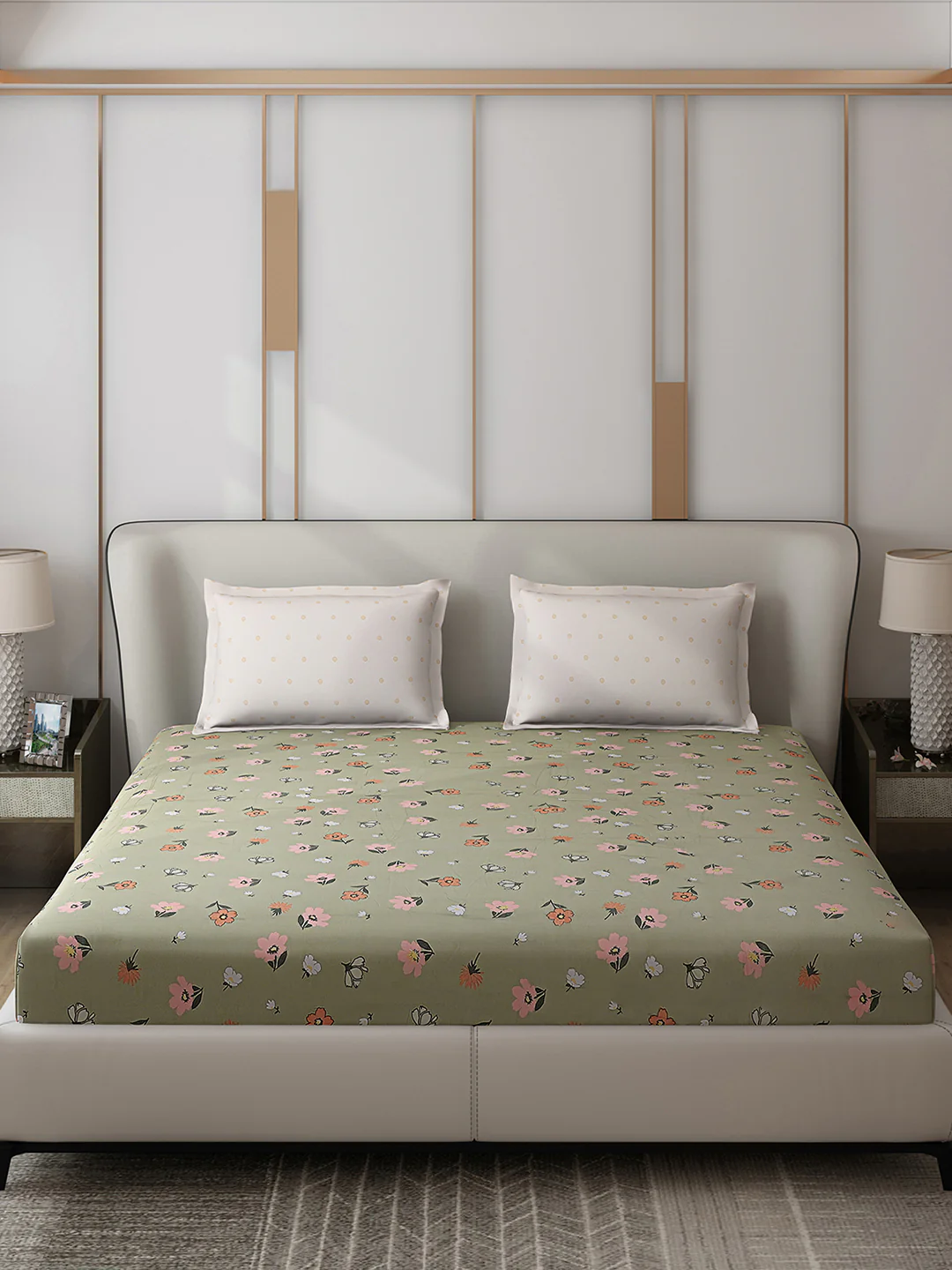 130 GSM Polyester Double Bed 1 Bedsheet with 2 Pillow Covers (Edmond) - Image 3