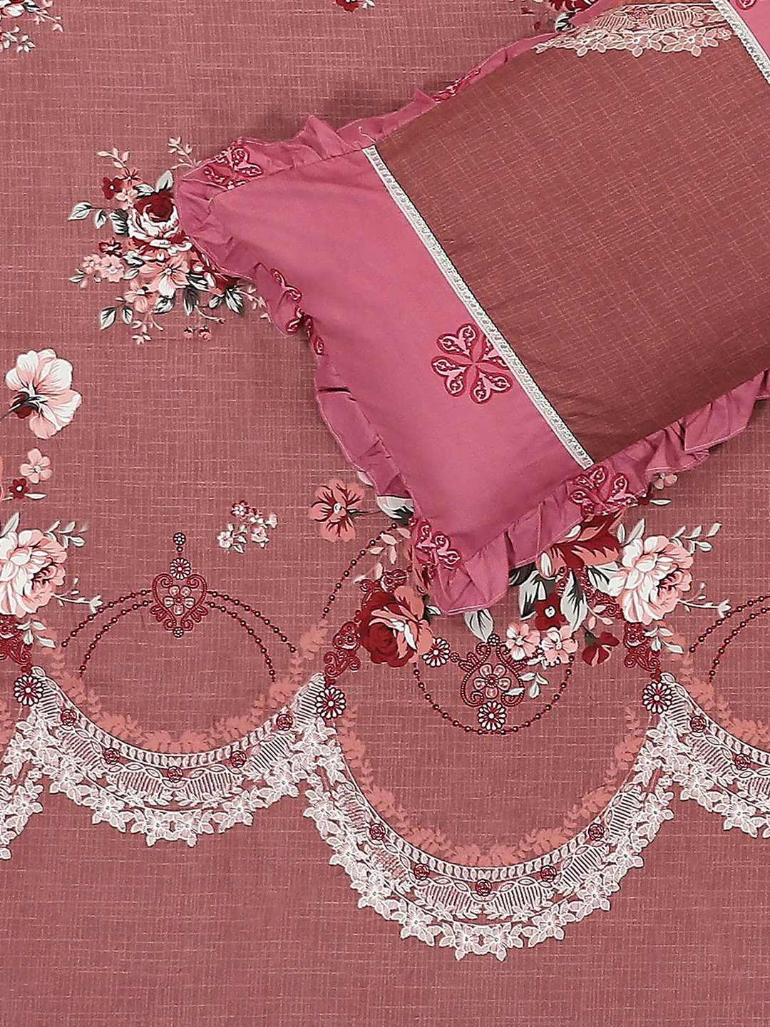 130 GSM Polyester Double Bed 1 Bedsheet with 2 Pillow Covers (Essence) - Image 5
