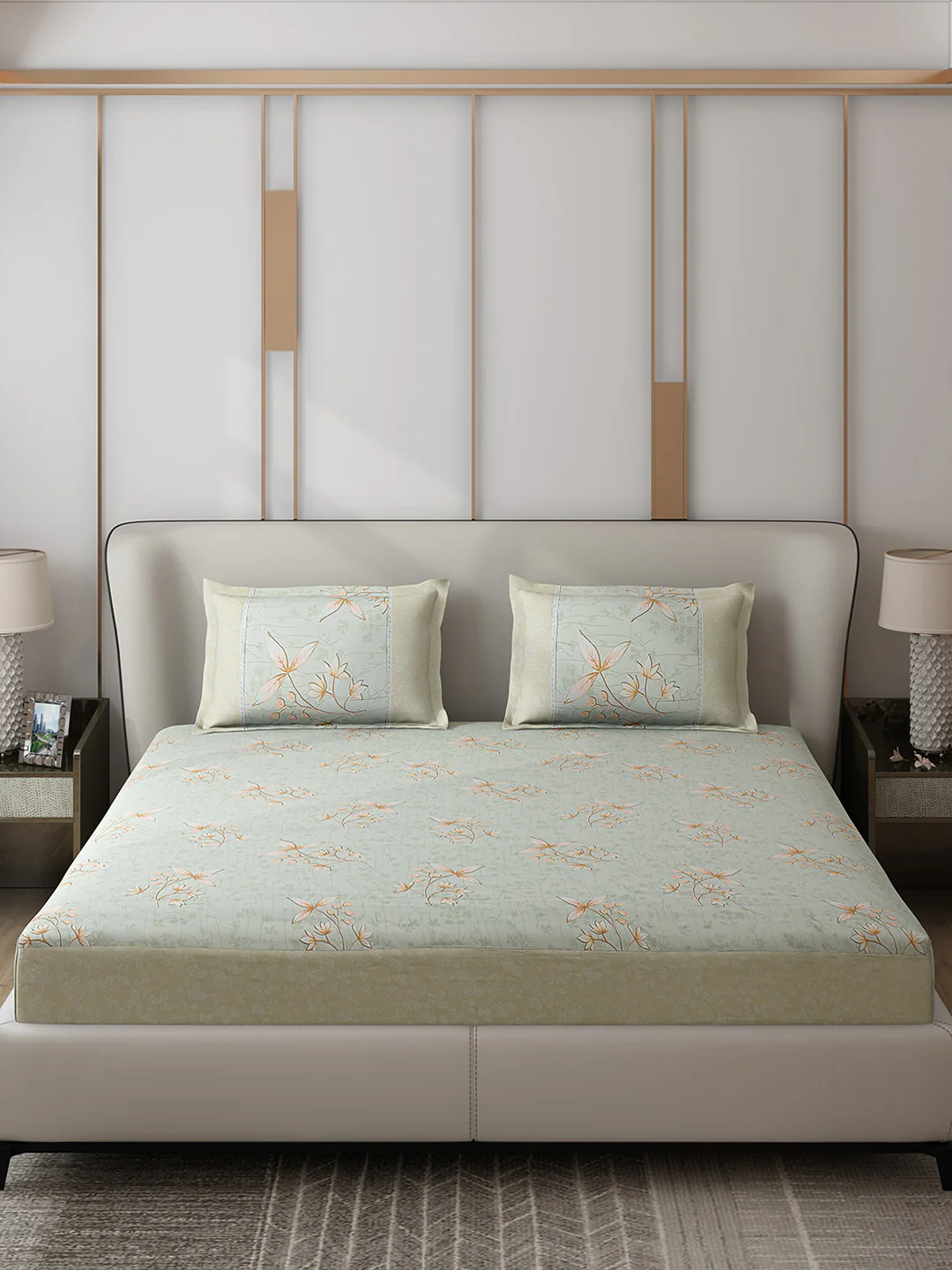 130 GSM Polyester Double Bed 1 Bedsheet with 2 Pillow Covers (Essence) - Image 3
