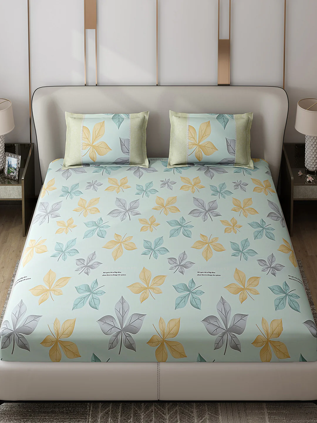 130 GSM Polyester Double Bed 1 Bedsheet with 2 Pillow Covers (Essence) - Image 2