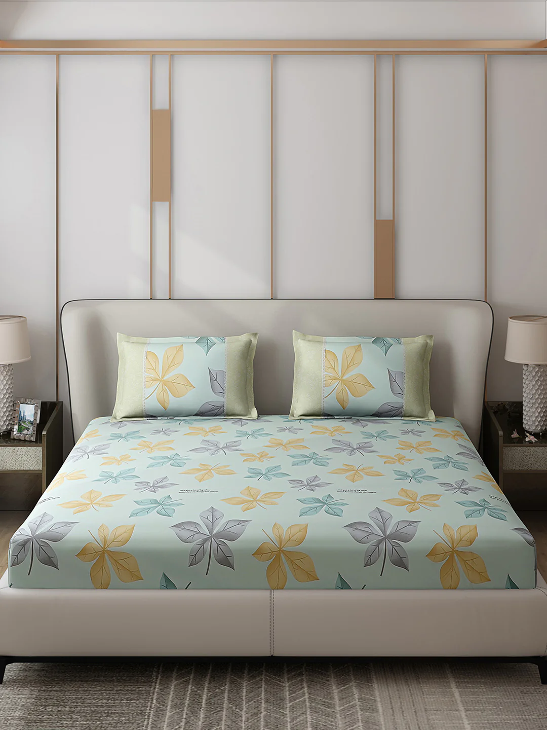 130 GSM Polyester Double Bed 1 Bedsheet with 2 Pillow Covers (Essence) - Image 3