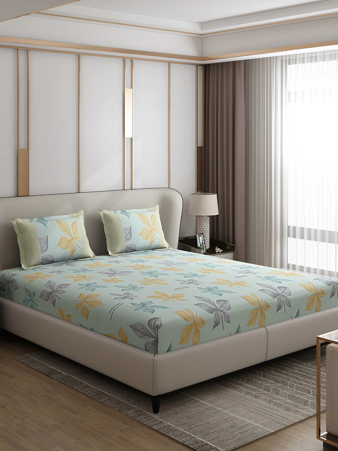 130 GSM Polyester Double Bed 1 Bedsheet with 2 Pillow Covers (Essence) - Image 4