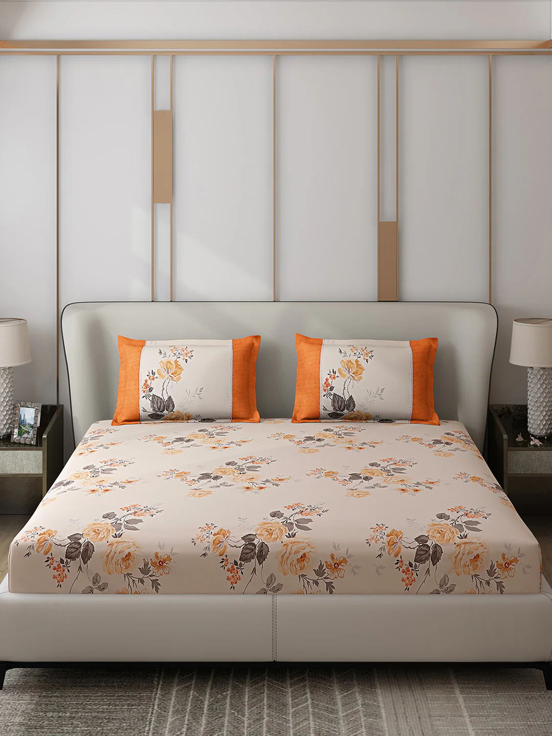 130 GSM Polyester Double Bed 1 Bedsheet with 2 Pillow Covers (Essence) - Image 3