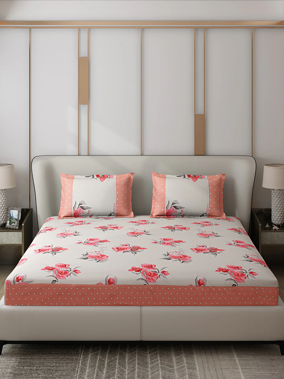 130 GSM Polyester Double Bed 1 Bedsheet with 2 Pillow Covers (Essence) - Image 3