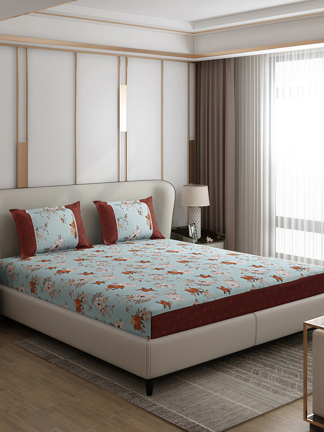 130 GSM Polyester Double Bed 1 Bedsheet with 2 Pillow Covers (Essence) - Image 4