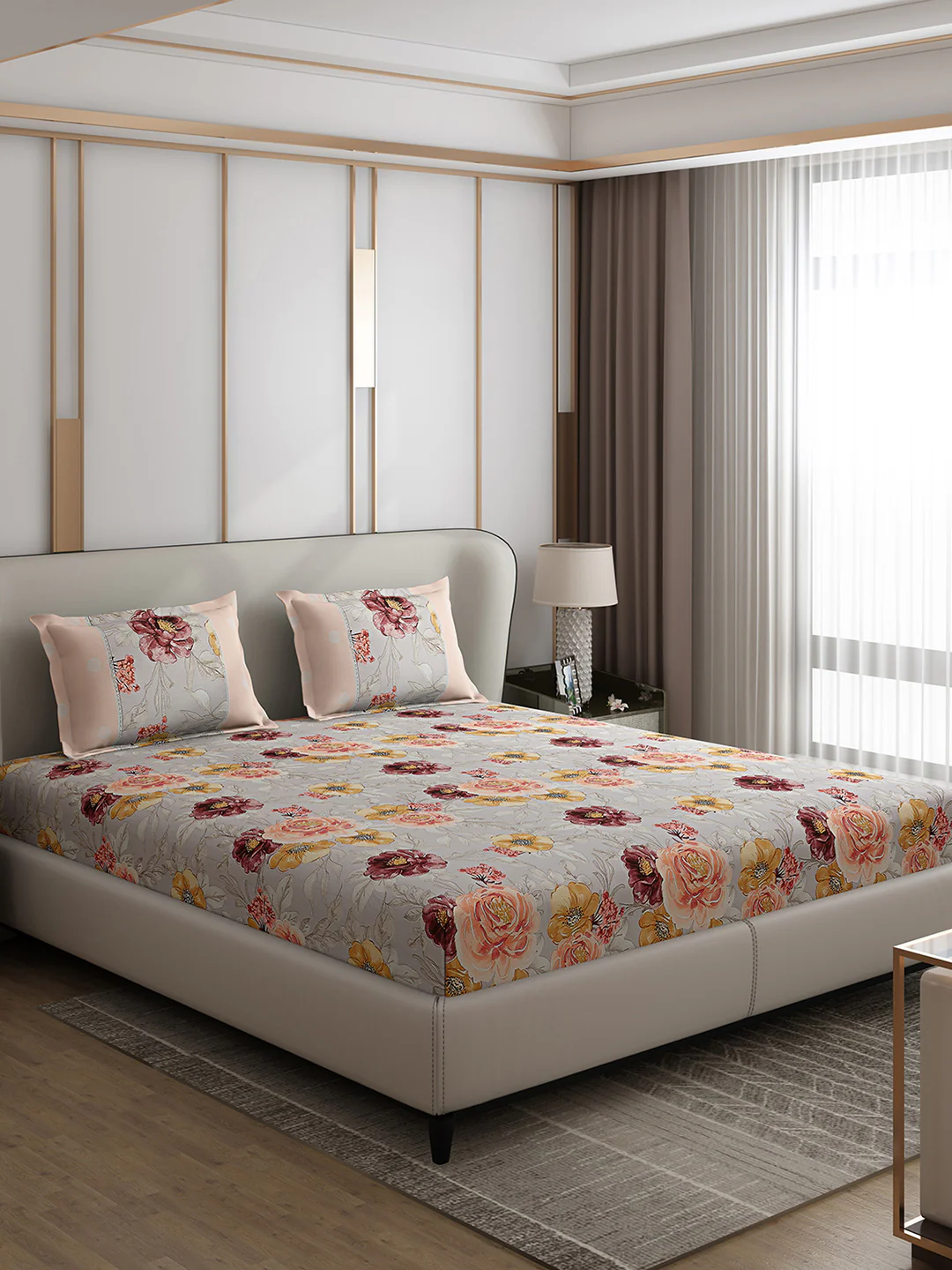 130 GSM Polyester Double Bed 1 Bedsheet with 2 Pillow Covers (Vibrant) - Image 4