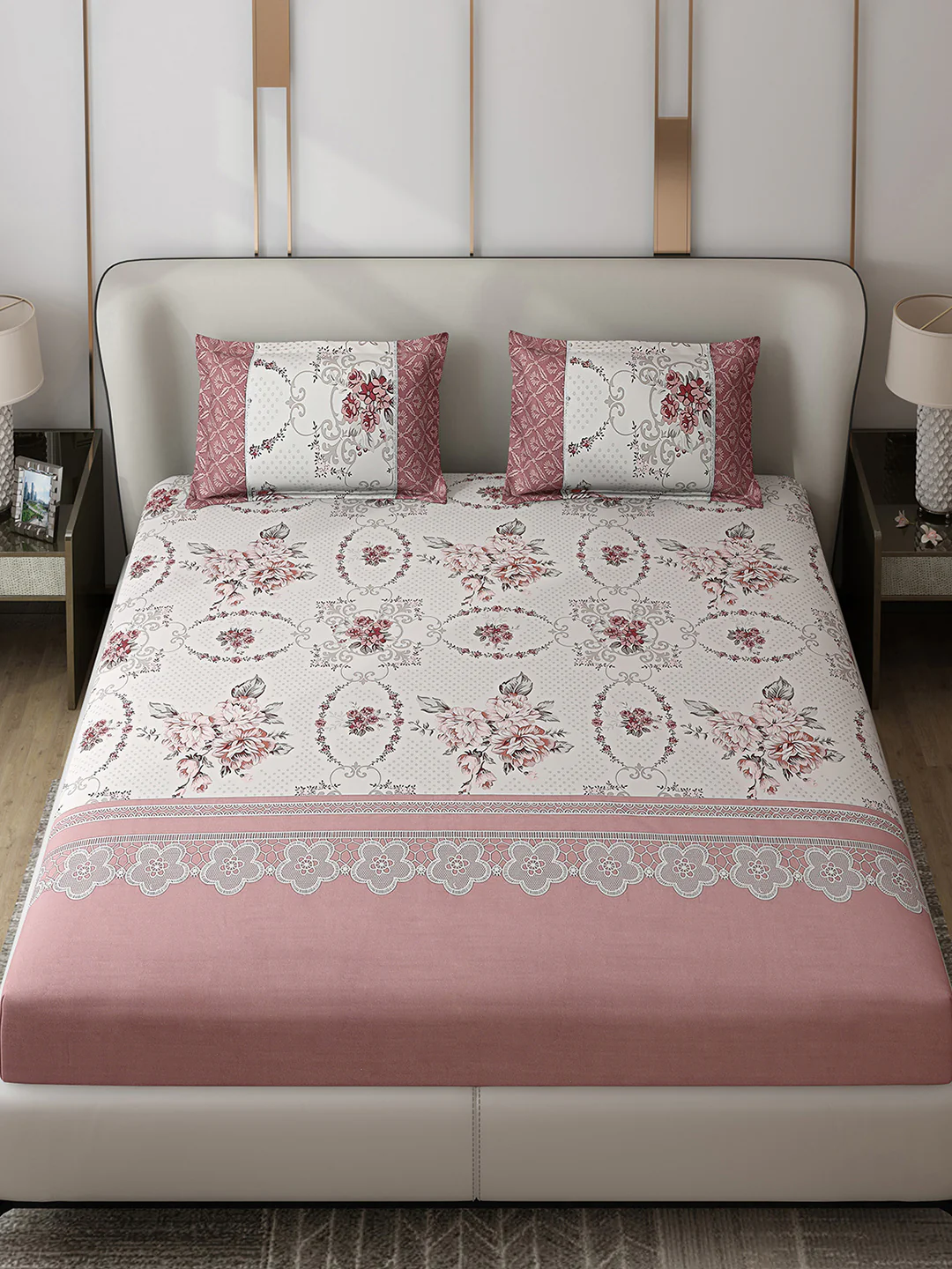 130 GSM Polyester Double Bed 1 Bedsheet with 2 Pillow Covers (Vibrant) - Image 2