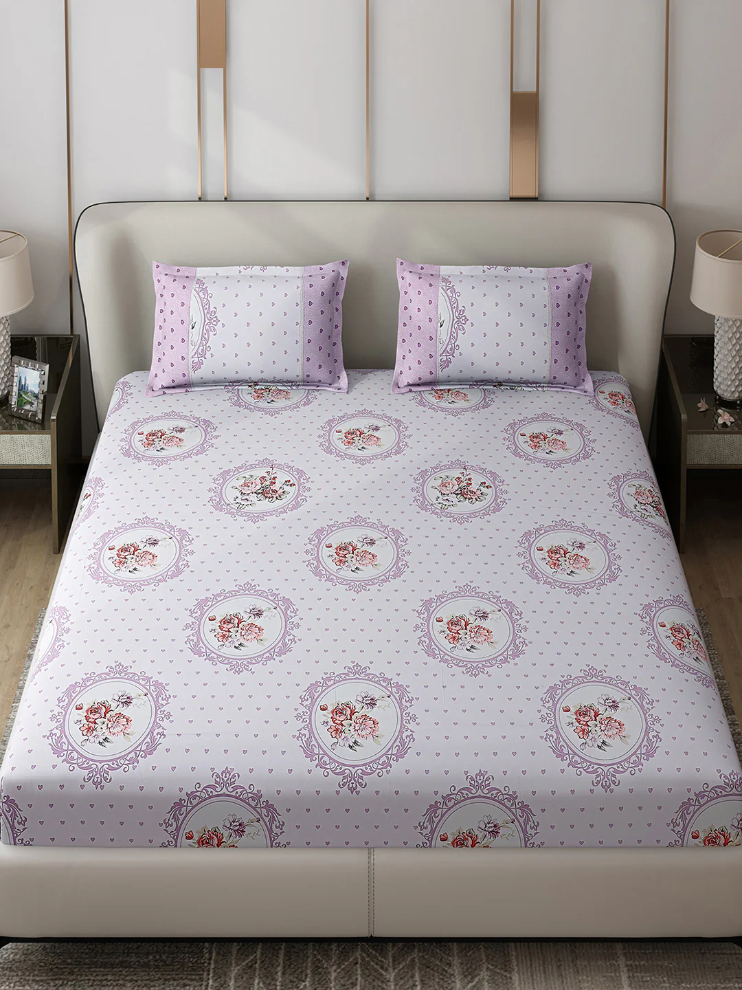 130 GSM Polyester Double Bed 1 Bedsheet with 2 Pillow Covers (Vibrant) - Image 2