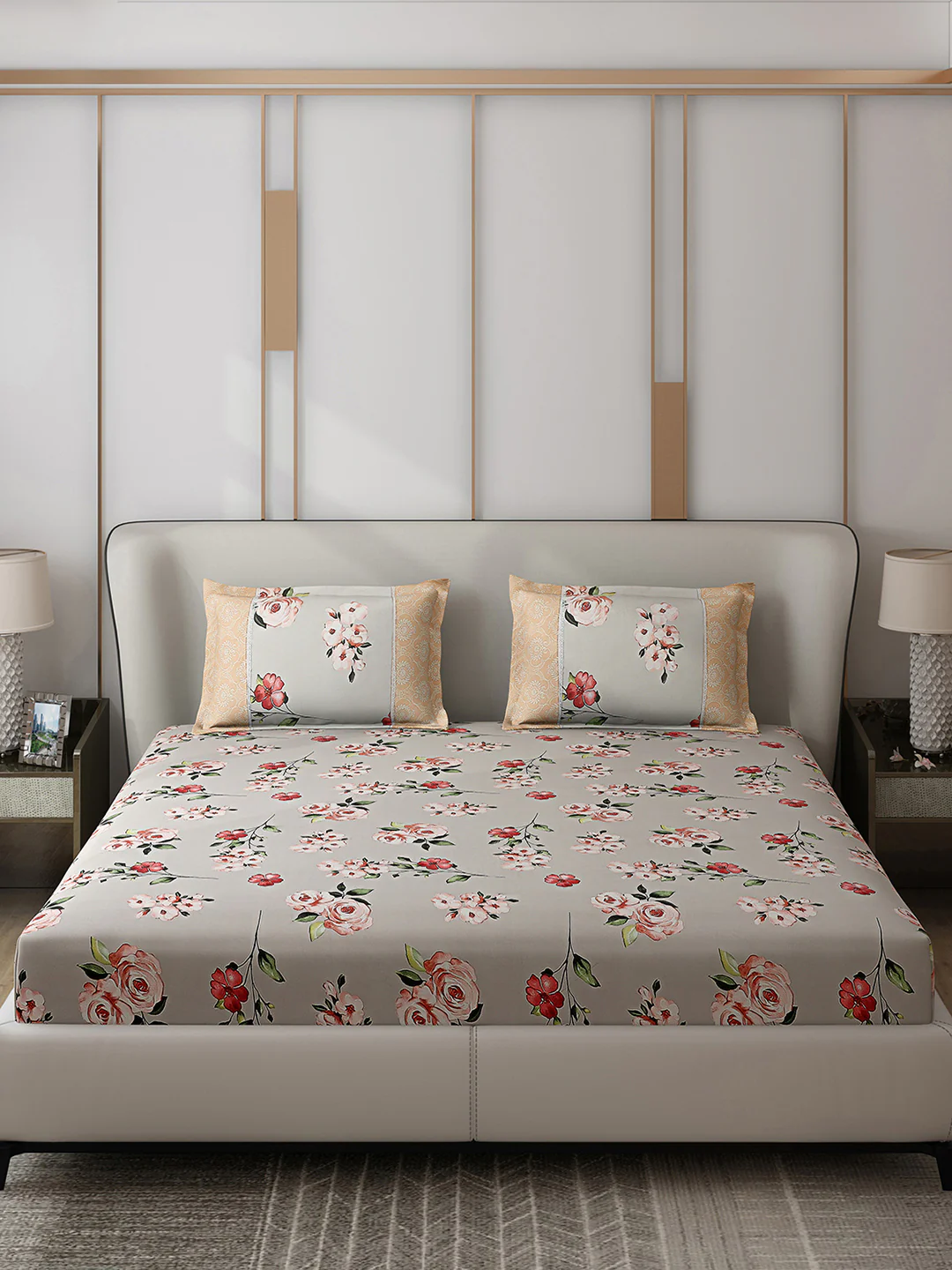 130 GSM Polyester Double Bed 1 Bedsheet with 2 Pillow Covers (Vibrant) - Image 3