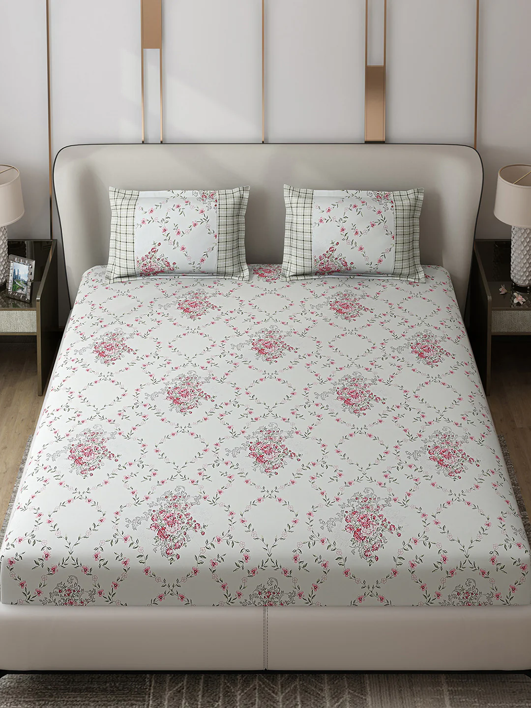 130 GSM Polyester Double Bed 1 Bedsheet with 2 Pillow Covers (Vibrant) - Image 2