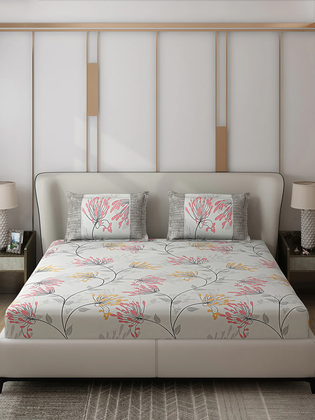 130 GSM Polyester Double Bed 1 Bedsheet with 2 Pillow Covers (Vibrant) - Image 3