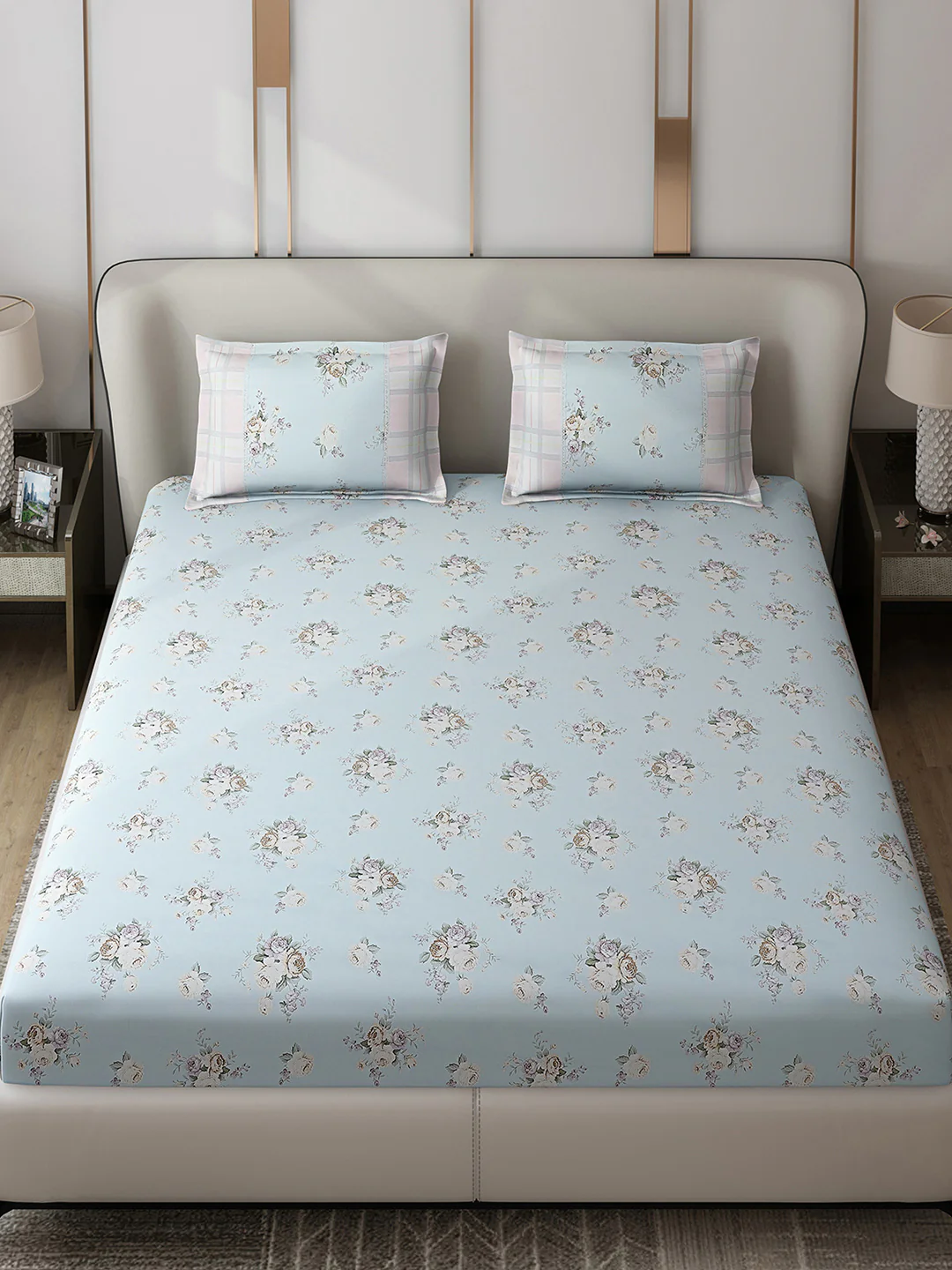 130 GSM Polyester Double Bed 1 Bedsheet with 2 Pillow Covers (Vibrant) - Image 2