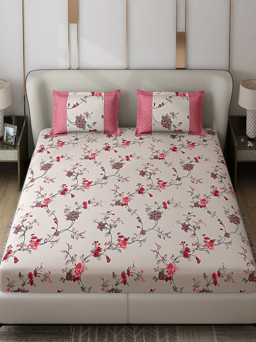 130 GSM Polyester Double Bed 1 Bedsheet with 2 Pillow Covers (Vibrant) - Image 2