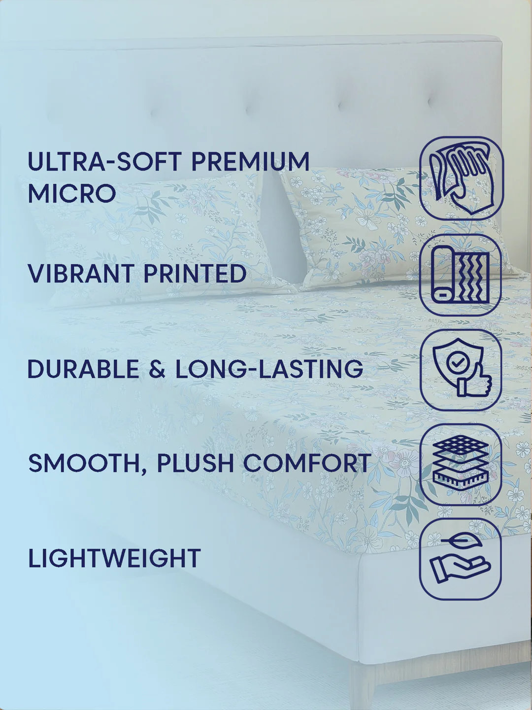130 GSM Polyester Double Bed Bedsheet with 2 Pillow Covers Fashnik Collection - Image 9