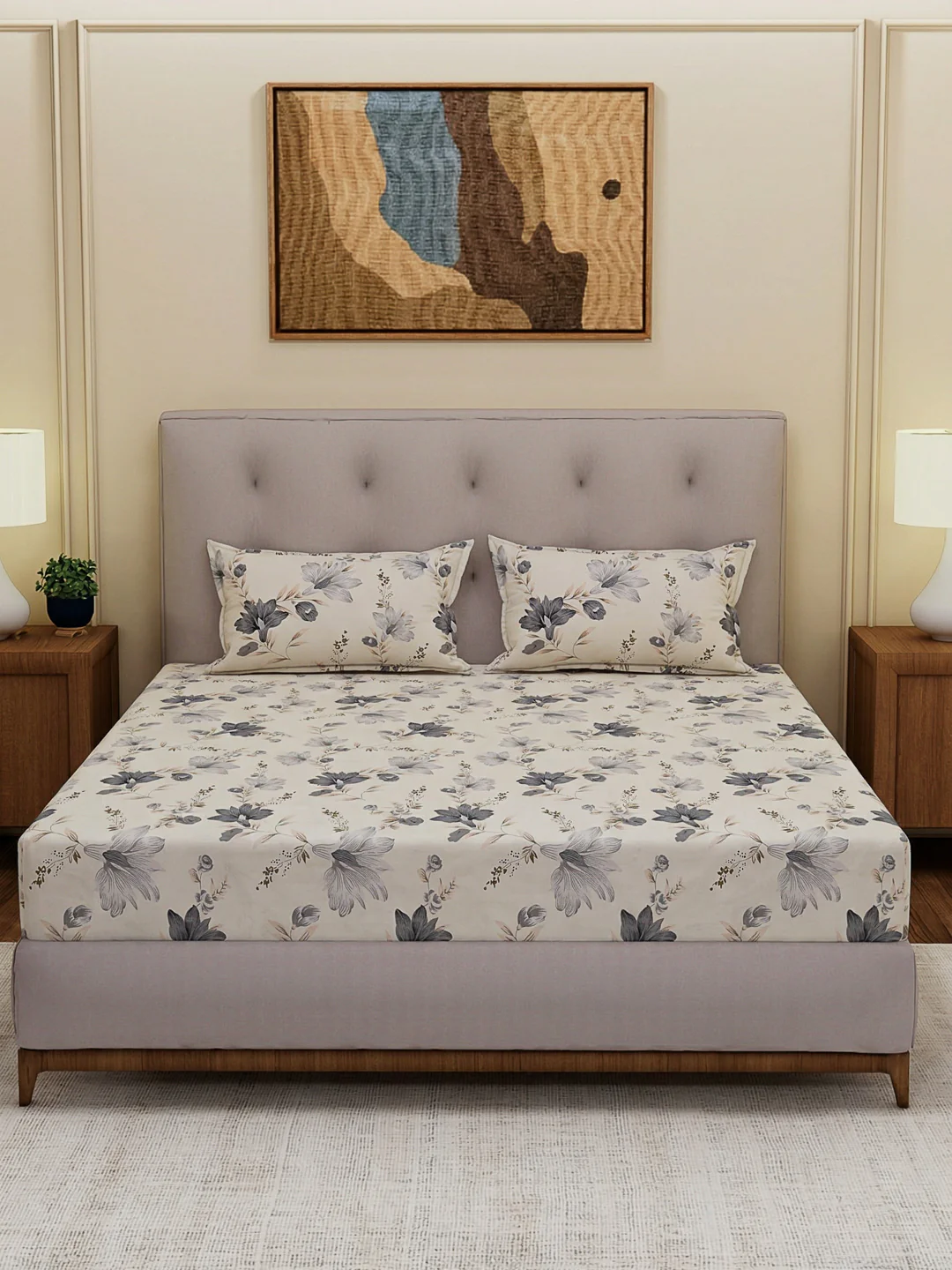 130 GSM Polyester Double Bed Bedsheet with 2 Pillow Covers Fashnik Collection - Image 3