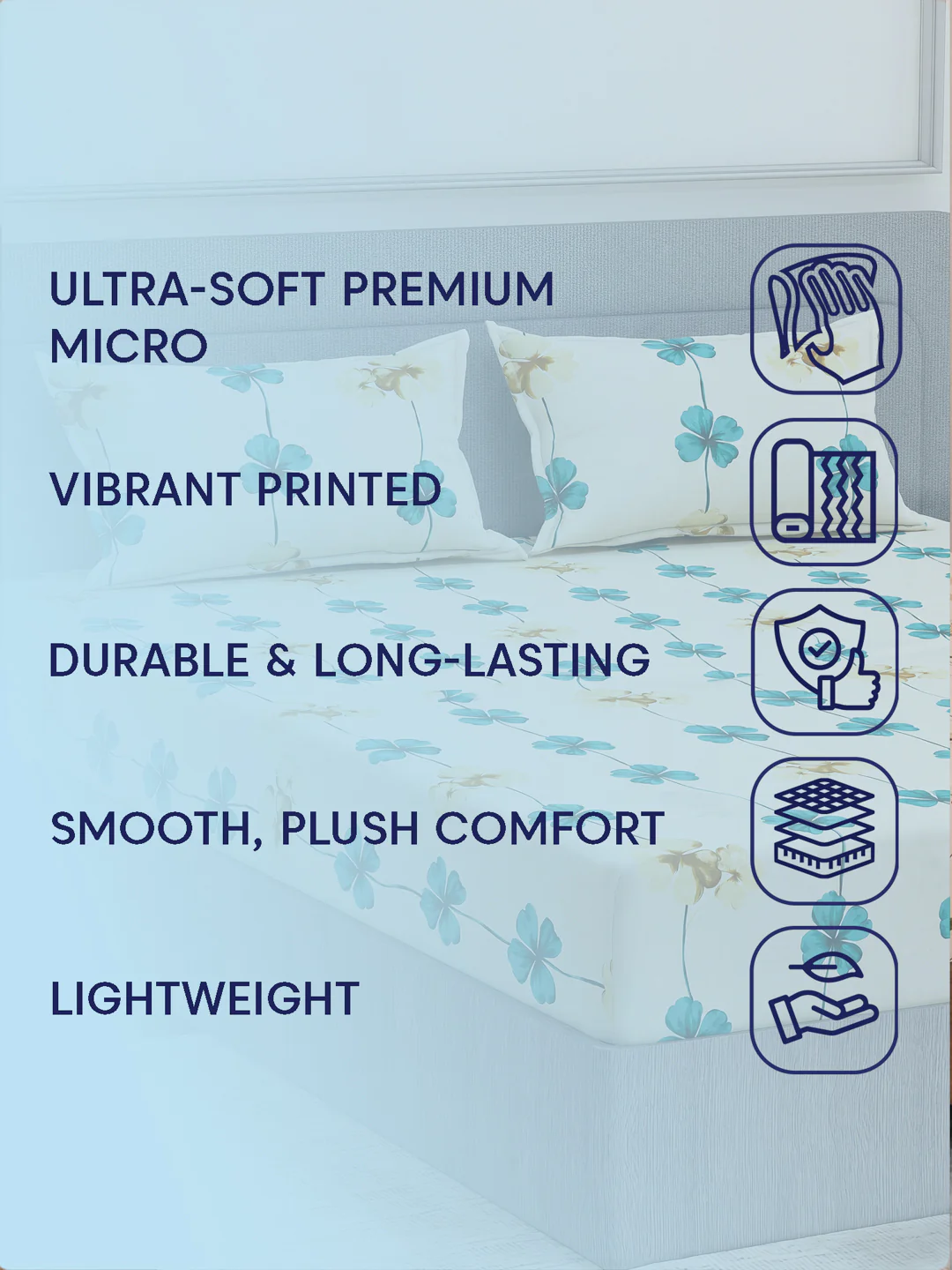 130 GSM Polyester Double Bed Bedsheet with 2 Pillow Covers Fashnik Collection - Image 9