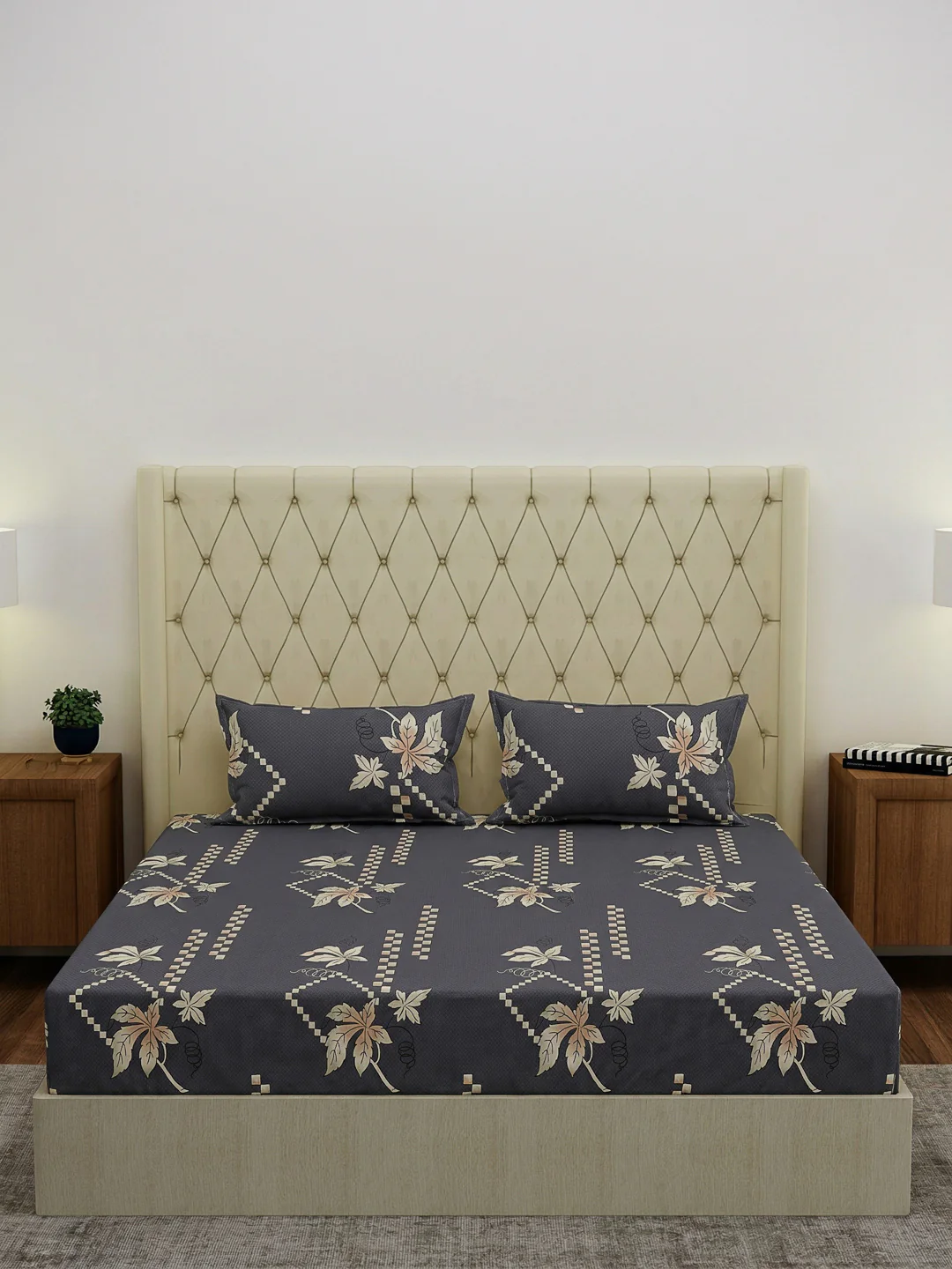 130 GSM Polyester Double Bed Bedsheet with 2 Pillow Covers Fashnik Collection - Image 3