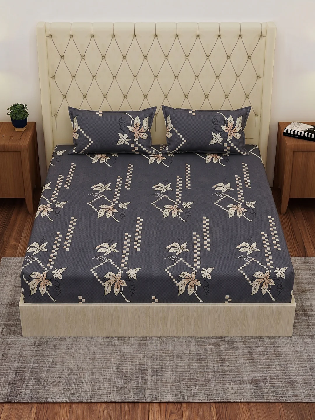 130 GSM Polyester Double Bed Bedsheet with 2 Pillow Covers Fashnik Collection - Image 4