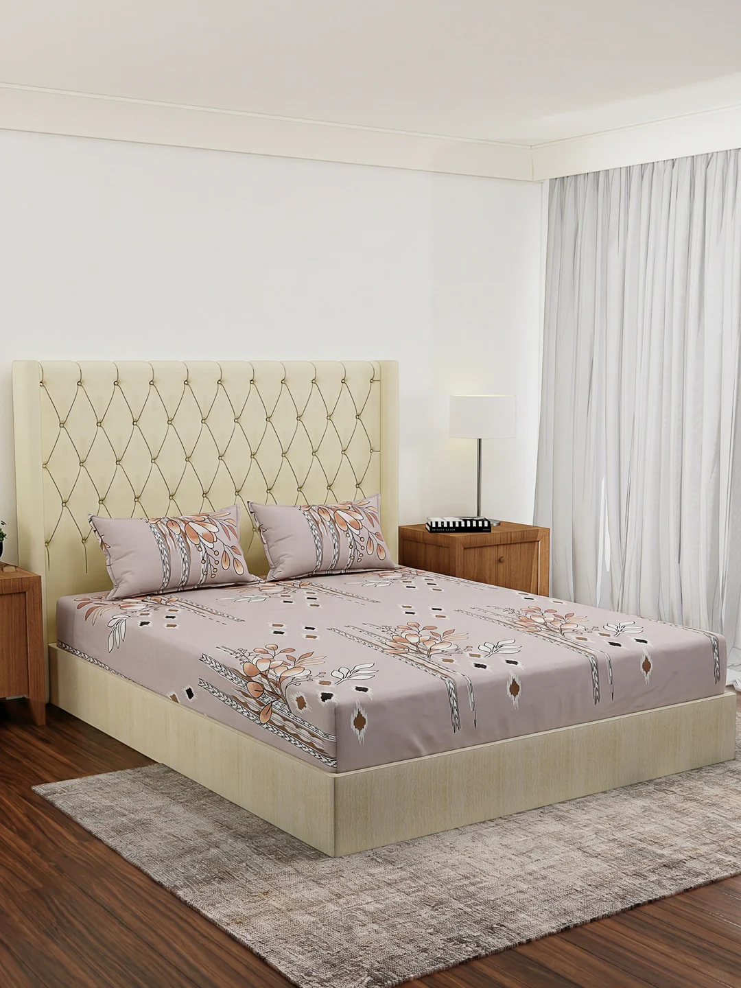 130 GSM Polyester Double Bed Bedsheet with 2 Pillow Covers Fashnik Collection - Image 2