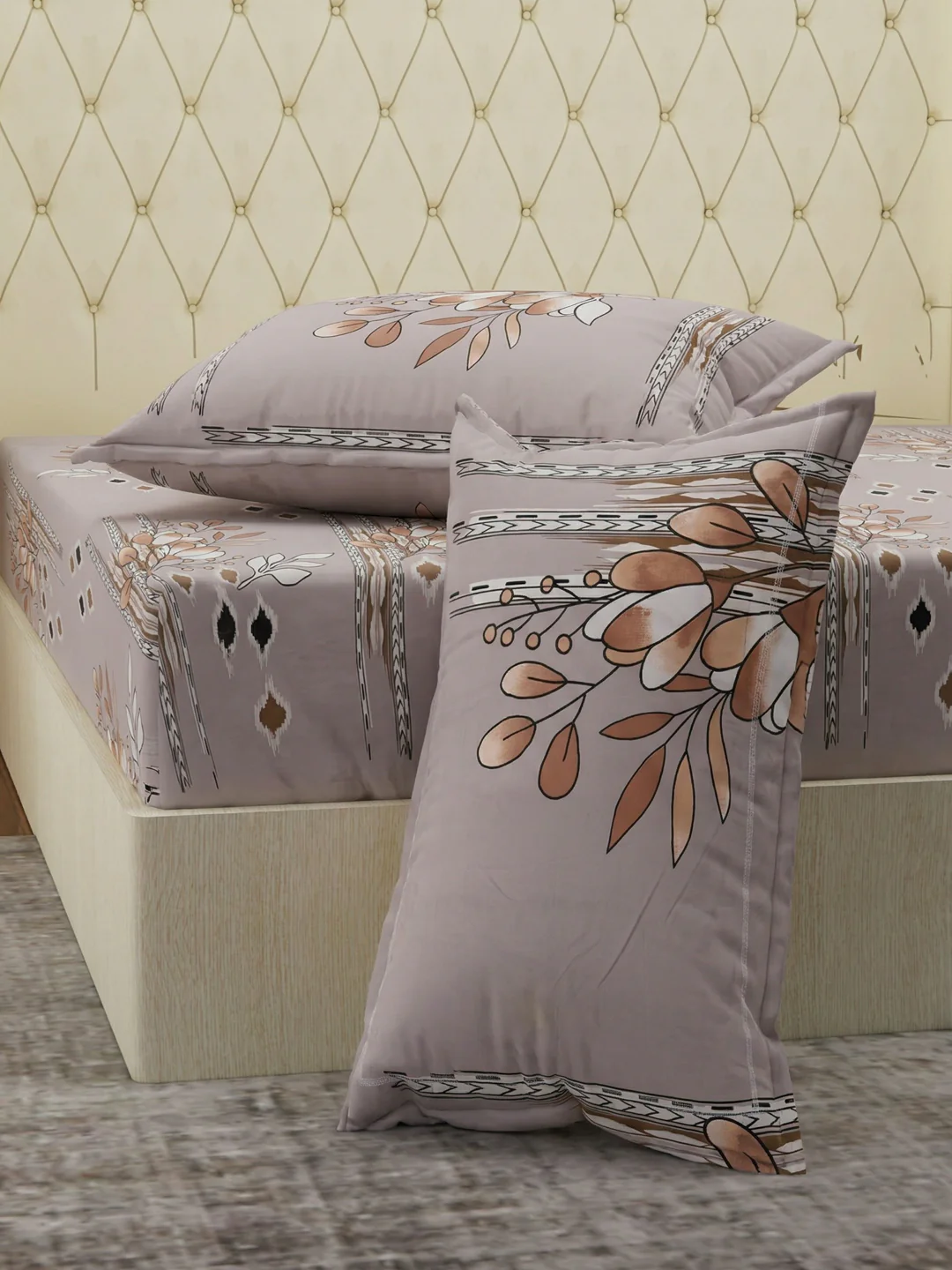 130 GSM Polyester Double Bed Bedsheet with 2 Pillow Covers Fashnik Collection - Image 5