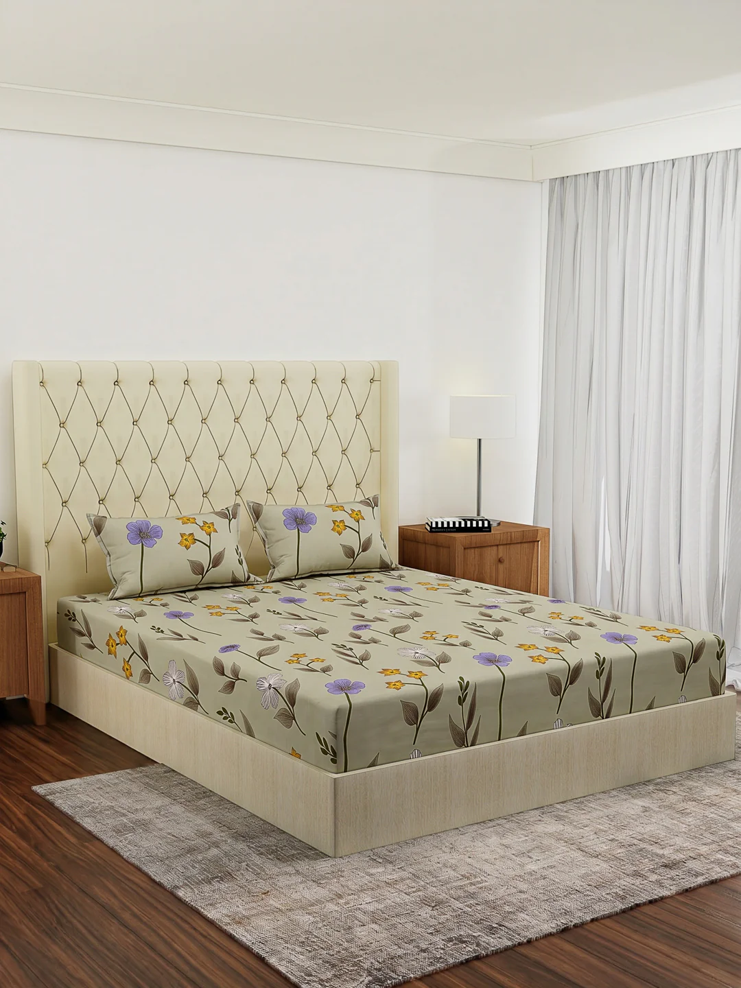 130 GSM Polyester Double Bed Bedsheet with 2 Pillow Covers Fashnik Collection - Image 2