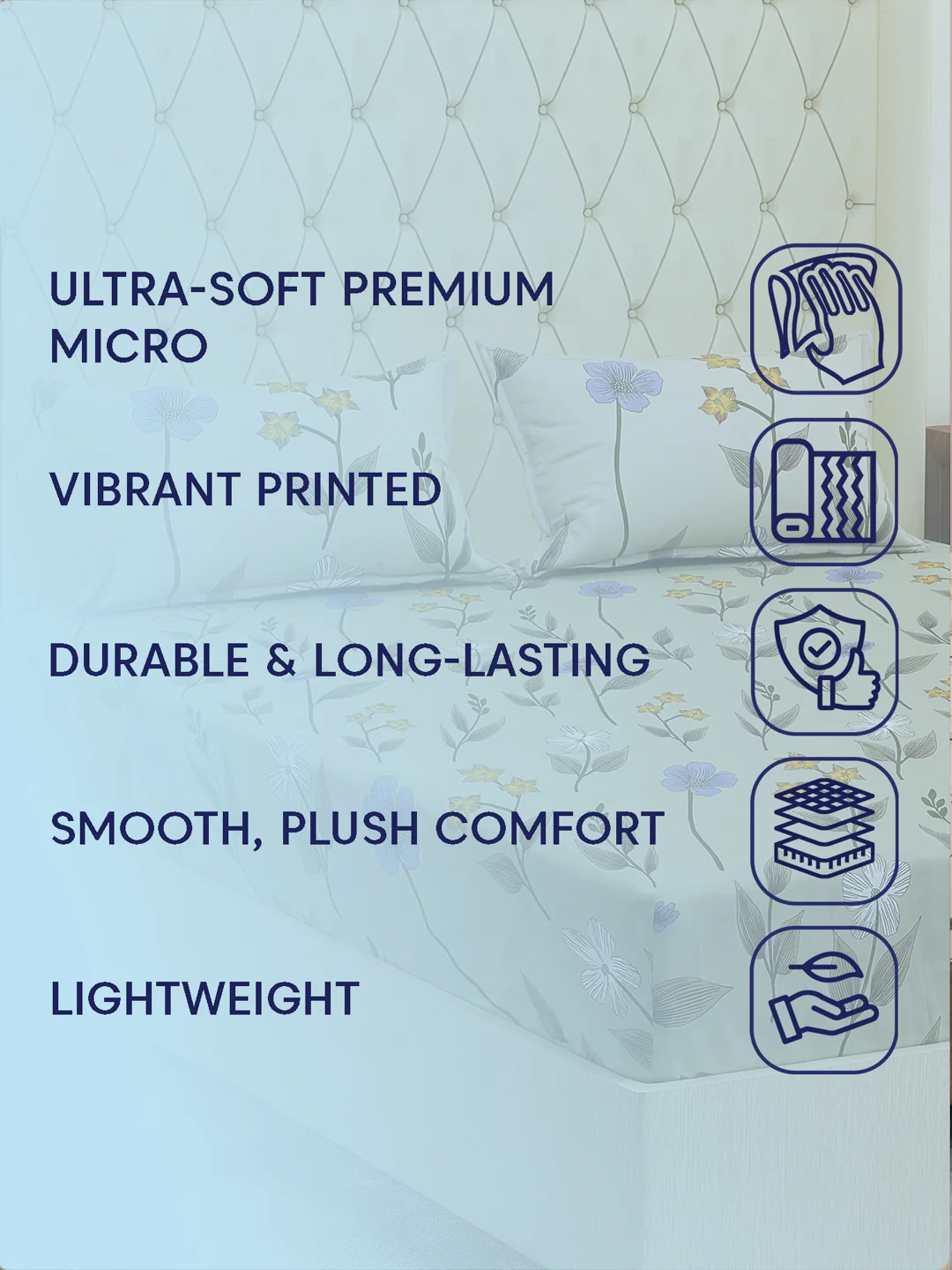 130 GSM Polyester Double Bed Bedsheet with 2 Pillow Covers Fashnik Collection - Image 9