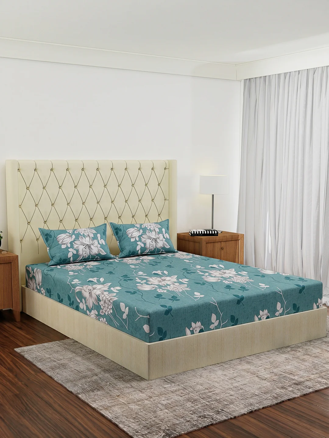130 GSM Polyester Double Bed Bedsheet with 2 Pillow Covers Fashnik Collection - Image 2