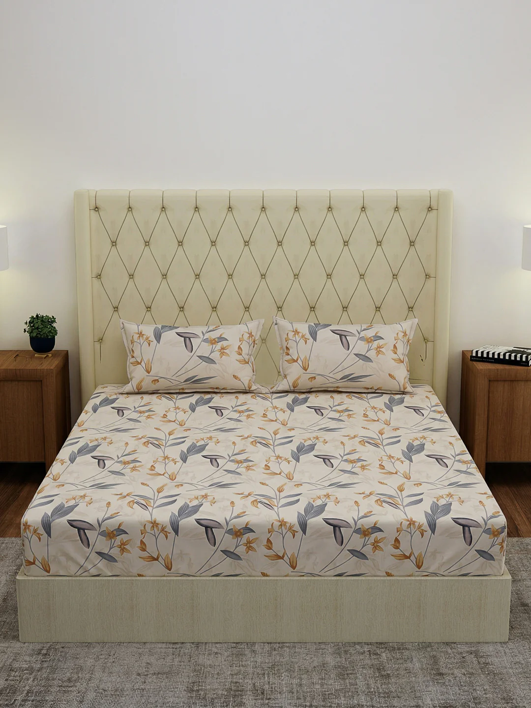 130 GSM Polyester Double Bed Bedsheet with 2 Pillow Covers Fashnik Collection - Image 3