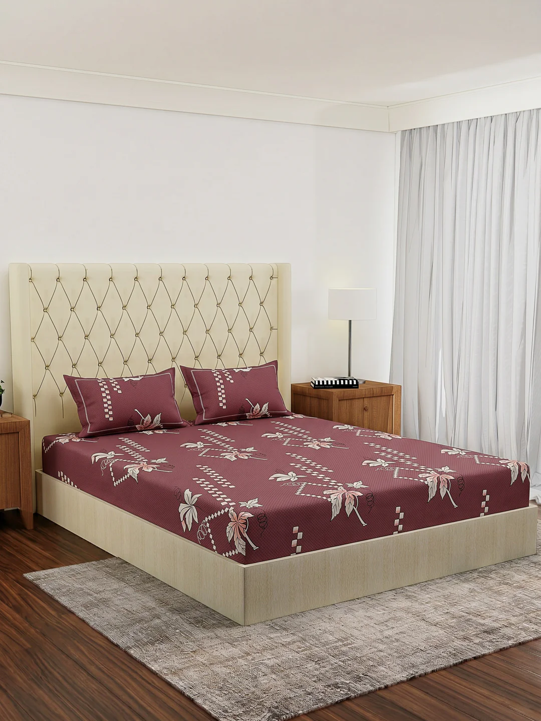 130 GSM Polyester Double Bed Bedsheet with 2 Pillow Covers Fashnik Collection - Image 2