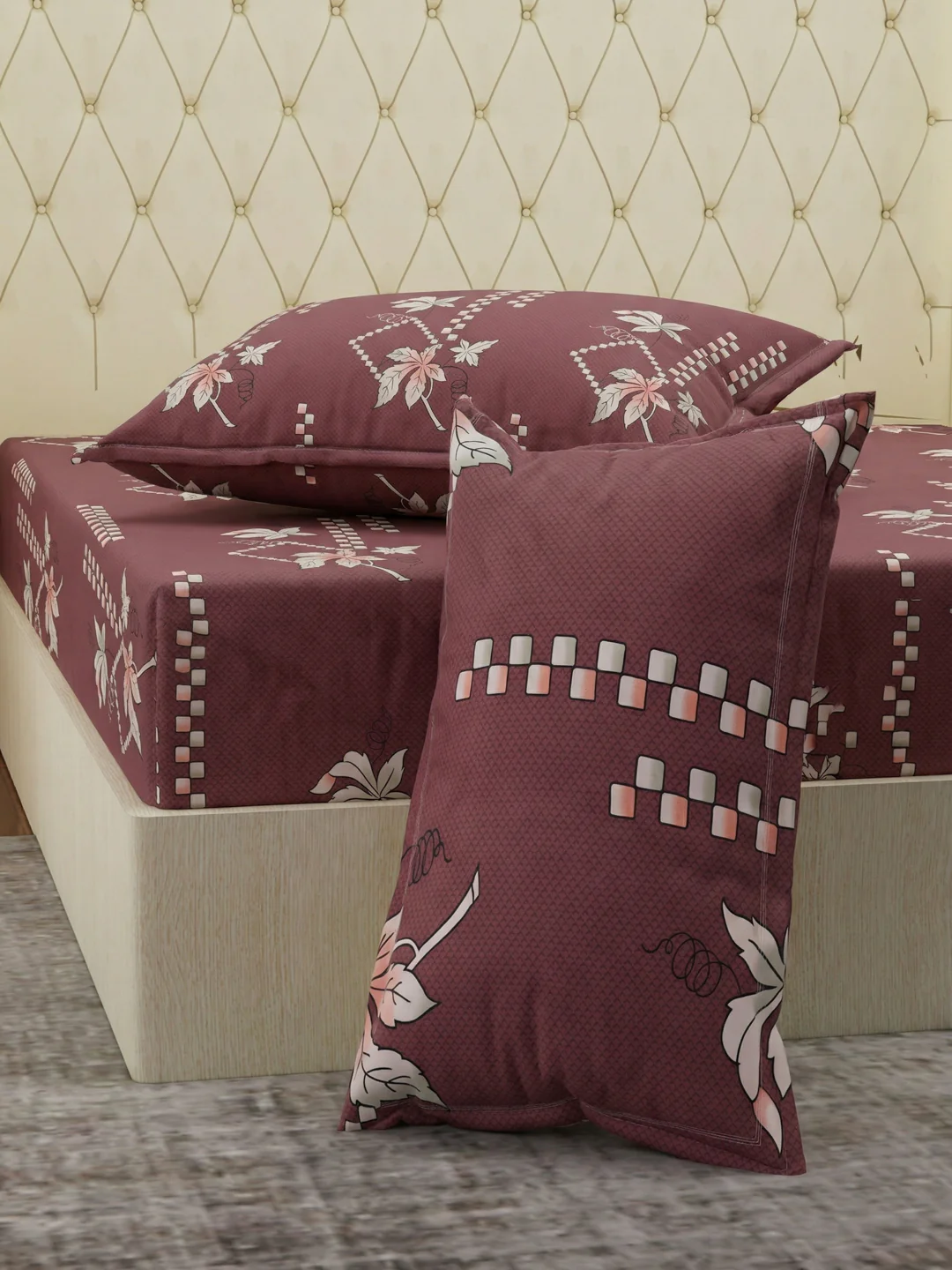 130 GSM Polyester Double Bed Bedsheet with 2 Pillow Covers Fashnik Collection - Image 5